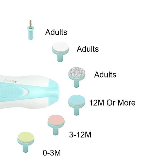 Set of baby toys with size labels for different age groups on a white background
