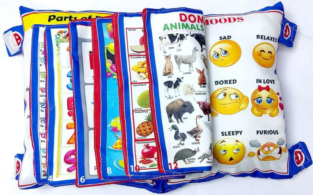 Set of educational flashcards with various illustrations on a white background
