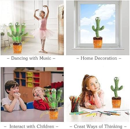 Dancing cactus plant with music feature, used for home decoration and interaction with children.