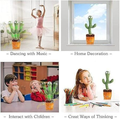 Dancing cactus plant with music feature, used for home decoration and interaction with children.