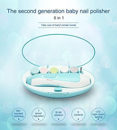 Second-generation baby nail polisher with multiple features on a light blue background