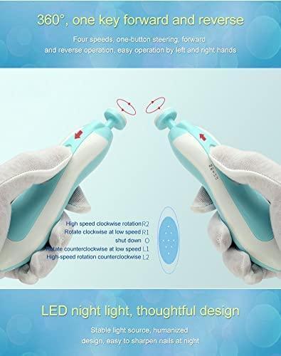 Nail care tool with LED night light on a blue background