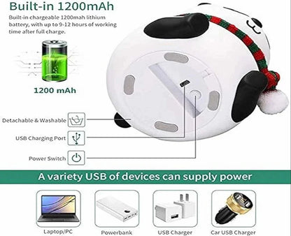Dog-shaped USB device with charging details on a white background